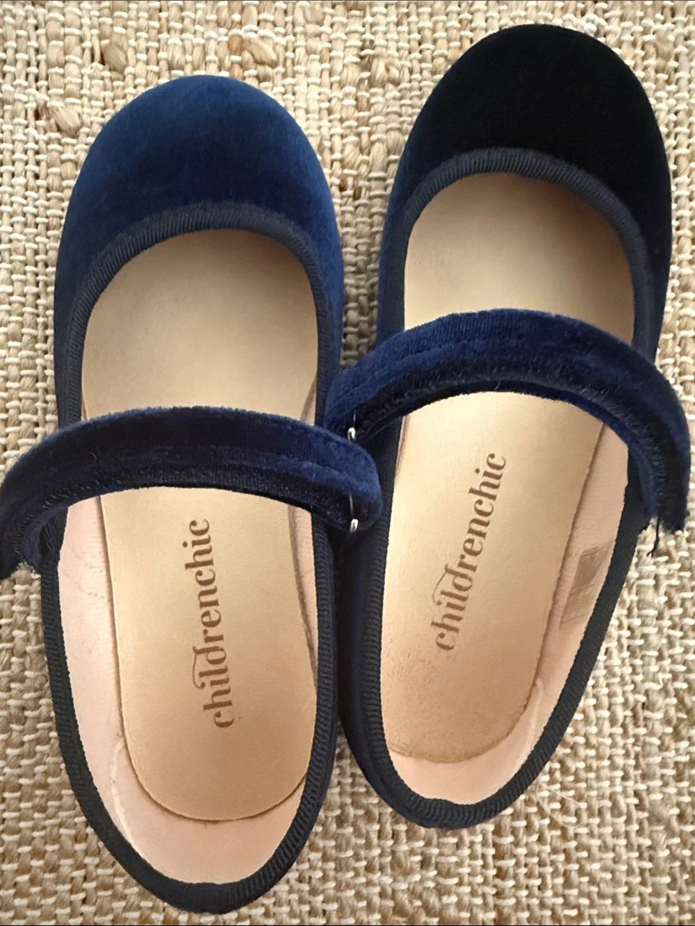 Children Chic Girls' Navy Blue Velvet Mary Jane Flats size 28 US 11
